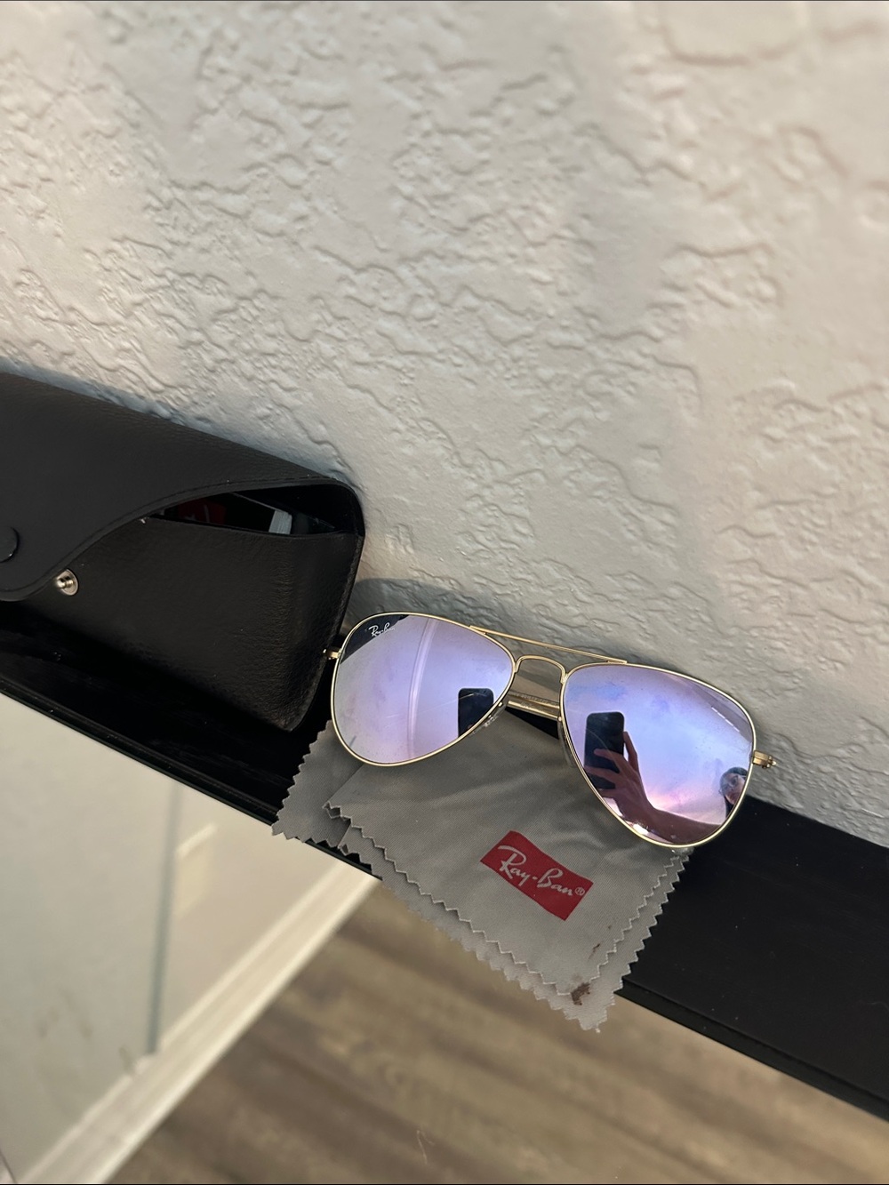INFANT/TODDLER Ray-Ban Aviator Sunglasses Purple Mirrored Lenses, Gold Frame